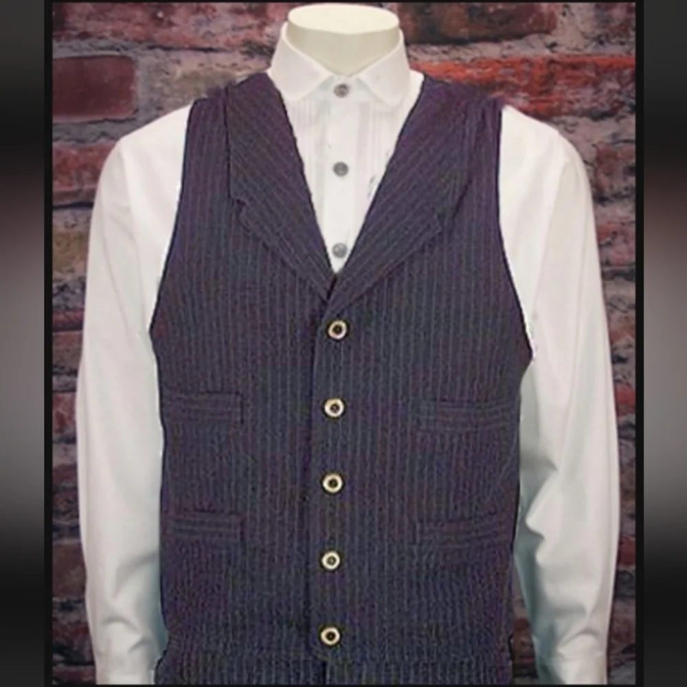 Navy Frontier Classics Pinstripe Vest, Trousers, and Suspenders - Picture 2 of 7